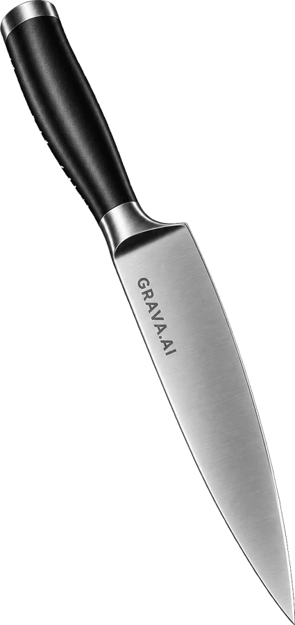 Faca de chef em aço inox com texto gravado a laser na lâmina